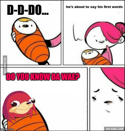 Knuckle's First Words | D-D-DO... DO YOU KNOW DA WAE? | image tagged in he is about to say his first words,do you know da wae,first words,memes,dead memes | made w/ Imgflip meme maker