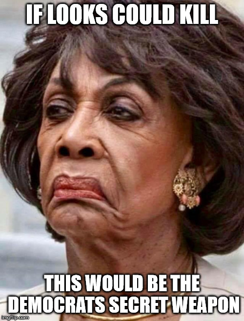 Maxine Waters | IF LOOKS COULD KILL; THIS WOULD BE THE DEMOCRATS SECRET WEAPON | image tagged in maxine waters | made w/ Imgflip meme maker