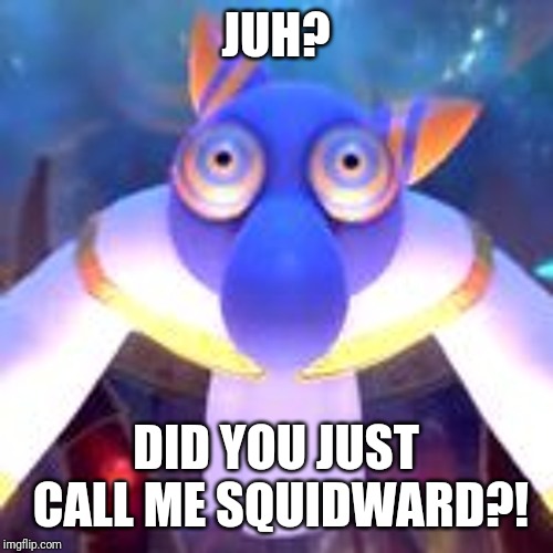 Hyness unhooded | JUH? DID YOU JUST CALL ME SQUIDWARD?! | image tagged in hyness unhooded,kirby,squidward,memes | made w/ Imgflip meme maker