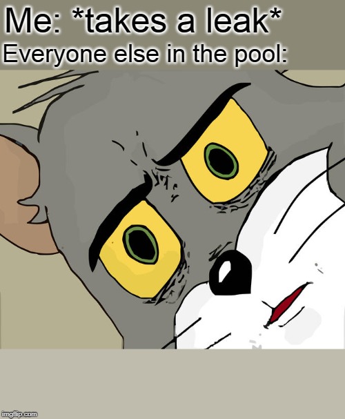 Unsettled Tom Meme | Me: *takes a leak*; Everyone else in the pool: | image tagged in memes,unsettled tom | made w/ Imgflip meme maker