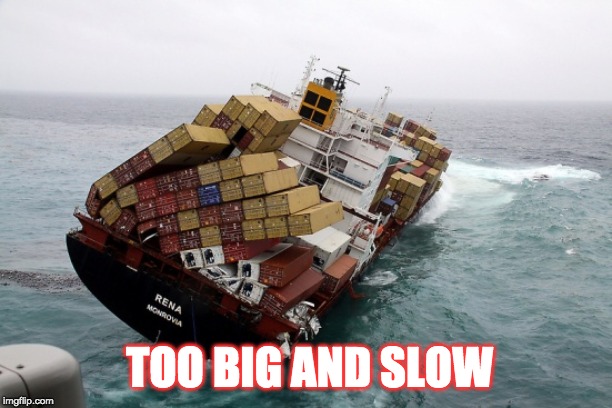 Docker | TOO BIG AND SLOW | image tagged in docker | made w/ Imgflip meme maker