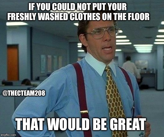 That Would Be Great | IF YOU COULD NOT PUT YOUR FRESHLY WASHED CLOTHES ON THE FLOOR; @THECTEAM208; THAT WOULD BE GREAT | image tagged in memes,that would be great | made w/ Imgflip meme maker