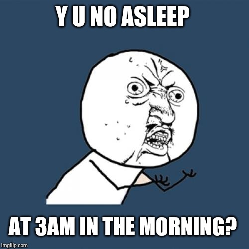 Y U No Meme | Y U NO ASLEEP AT 3AM IN THE MORNING? | image tagged in memes,y u no | made w/ Imgflip meme maker