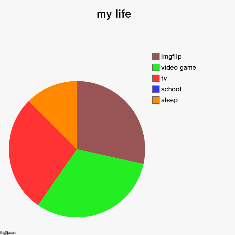 my life  | sleep , school , tv, video game, imgflip | image tagged in charts,pie charts | made w/ Imgflip chart maker