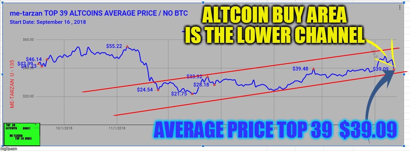 ALTCOIN BUY AREA IS THE LOWER CHANNEL; AVERAGE PRICE TOP 39  $39.09 | made w/ Imgflip meme maker