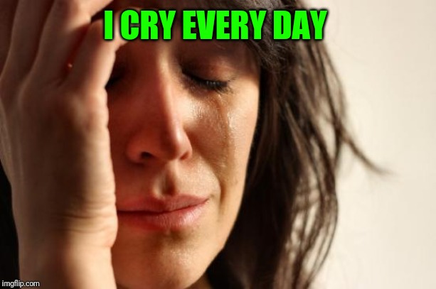 First World Problems Meme | I CRY EVERY DAY | image tagged in memes,first world problems | made w/ Imgflip meme maker