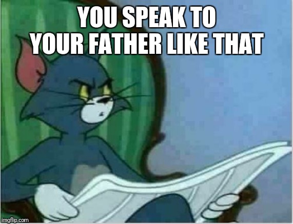 Interrupting Tom's Read | YOU SPEAK TO YOUR FATHER LIKE THAT | image tagged in interrupting tom's read | made w/ Imgflip meme maker