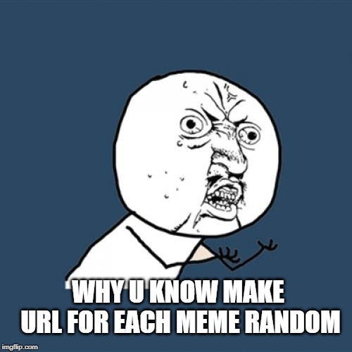a non- random url can be a security hazard | WHY U KNOW MAKE URL FOR EACH MEME RANDOM | image tagged in memes,y u no,ssby | made w/ Imgflip meme maker