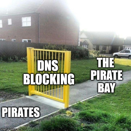 THE PIRATE BAY; DNS BLOCKING; PIRATES | image tagged in Piracy | made w/ Imgflip meme maker