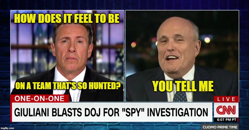 HOW DOES IT FEEL TO BE; ON A TEAM THAT'S SO HUNTED? YOU TELL ME | image tagged in cuomo and giuliani | made w/ Imgflip meme maker