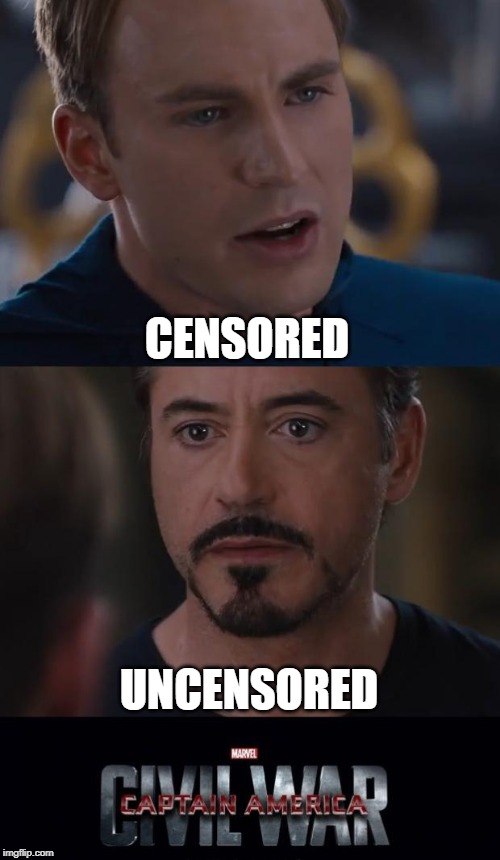 Marvel Civil War Meme | CENSORED; UNCENSORED | image tagged in memes,marvel civil war | made w/ Imgflip meme maker