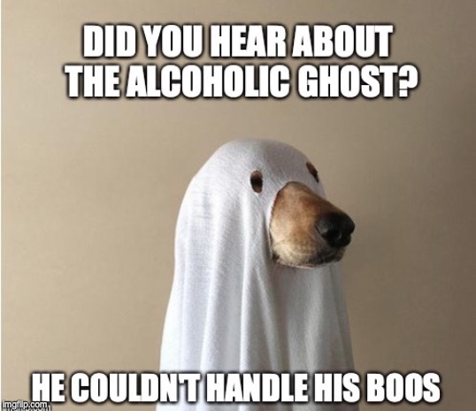 image tagged in bad pun dog,ghost,alcoholic | made w/ Imgflip meme maker