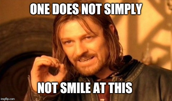 One Does Not Simply Meme | ONE DOES NOT SIMPLY NOT SMILE AT THIS | image tagged in memes,one does not simply | made w/ Imgflip meme maker