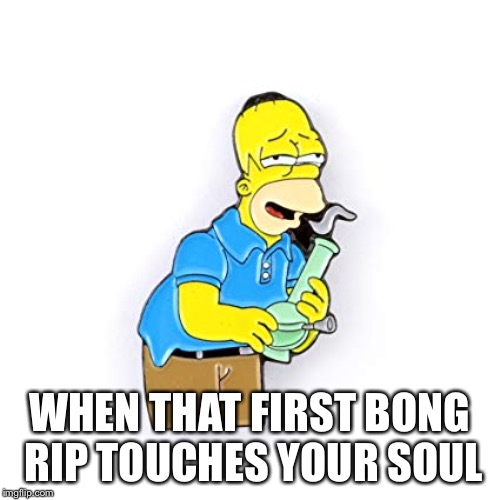 WHEN THAT FIRST BONG RIP TOUCHES YOUR SOUL | image tagged in bong rip homer | made w/ Imgflip meme maker
