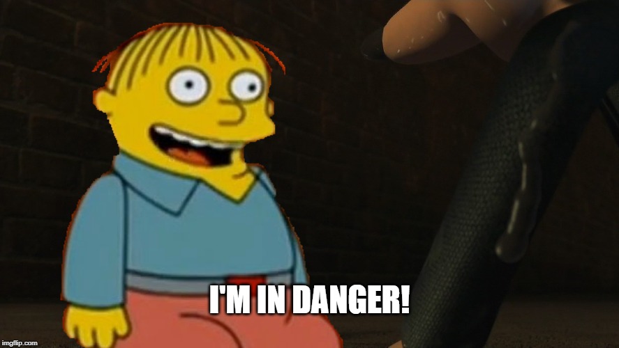 something's in the sewer survived be like: | I'M IN DANGER! | image tagged in meme,flushed away,the simpsons,ralph wiggum | made w/ Imgflip meme maker