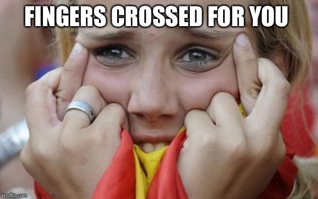 Fingers Crossed | FINGERS CROSSED FOR YOU | image tagged in fingers crossed | made w/ Imgflip meme maker