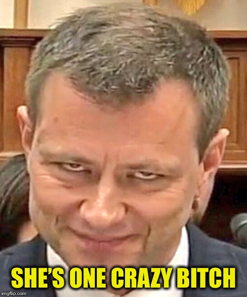 strzok | SHE’S ONE CRAZY B**CH | image tagged in strzok | made w/ Imgflip meme maker