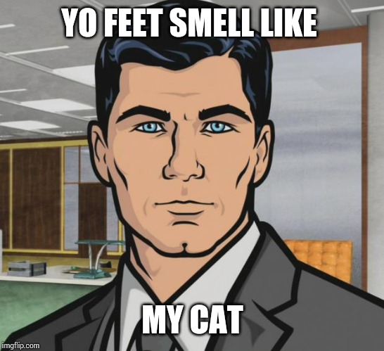 Archer Meme |  YO FEET SMELL LIKE; MY CAT | image tagged in memes,archer | made w/ Imgflip meme maker
