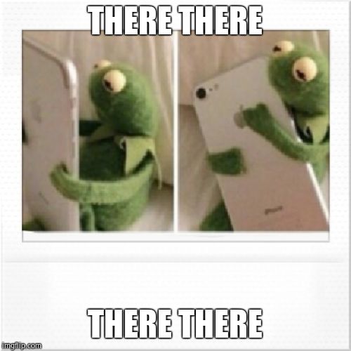 Kermit phone hug | THERE THERE THERE THERE | image tagged in kermit phone hug | made w/ Imgflip meme maker