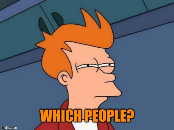 Futurama Fry Meme | WHICH PEOPLE? | image tagged in memes,futurama fry | made w/ Imgflip meme maker