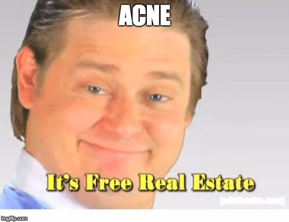 The second I turn 13 | ACNE | image tagged in it's free real estate | made w/ Imgflip meme maker