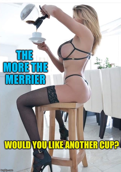 THE MORE THE MERRIER WOULD YOU LIKE ANOTHER CUP? | made w/ Imgflip meme maker