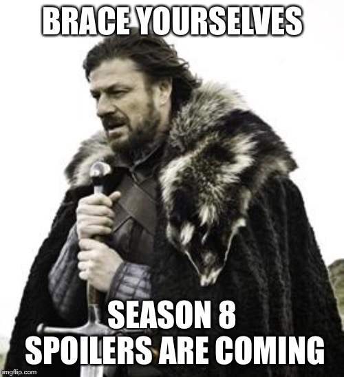 ned stark | BRACE YOURSELVES; SEASON 8 SPOILERS ARE COMING | image tagged in ned stark | made w/ Imgflip meme maker