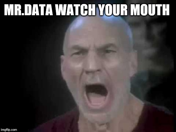 Picard Four Lights | MR.DATA WATCH YOUR MOUTH | image tagged in picard four lights | made w/ Imgflip meme maker