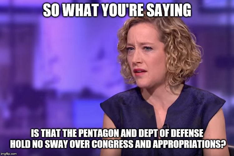 Jordan Peterson - so what you're saying | SO WHAT YOU'RE SAYING IS THAT THE PENTAGON AND DEPT OF DEFENSE HOLD NO SWAY OVER CONGRESS AND APPROPRIATIONS? | image tagged in jordan peterson - so what you're saying | made w/ Imgflip meme maker