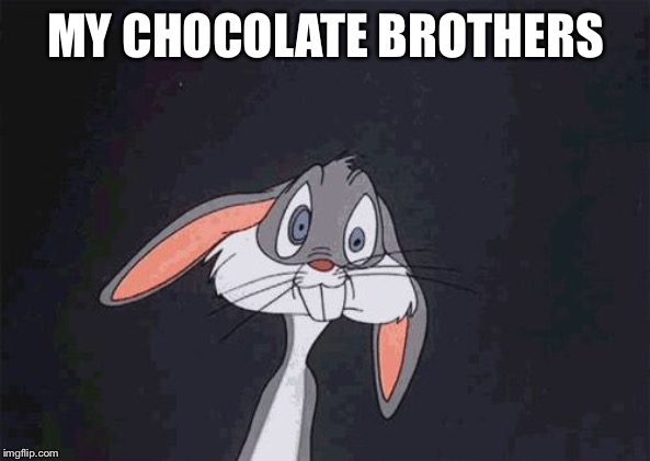 bugs bunny crazy face | MY CHOCOLATE BROTHERS | image tagged in bugs bunny crazy face | made w/ Imgflip meme maker