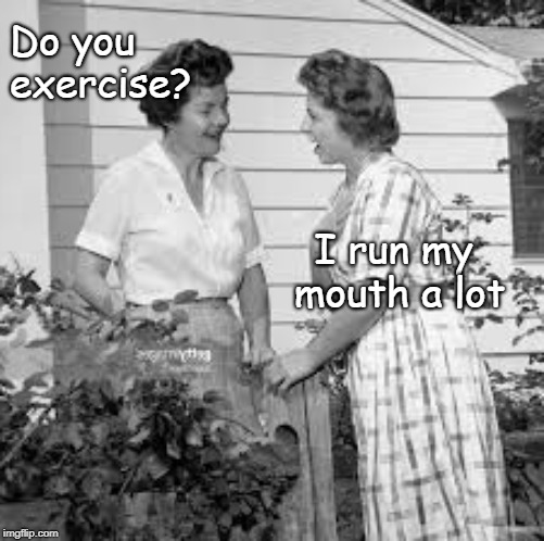 Do you exercise? I run my mouth a lot | image tagged in exercise | made w/ Imgflip meme maker