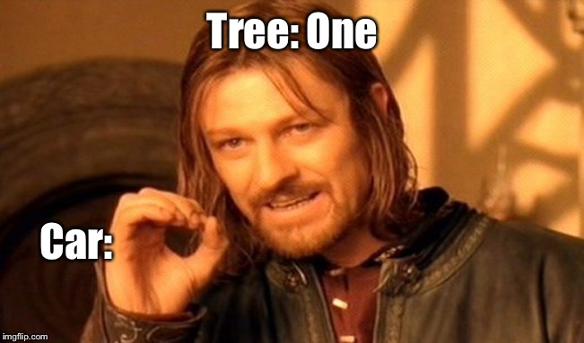One Does Not Simply Meme | Tree: One Car: | image tagged in memes,one does not simply | made w/ Imgflip meme maker