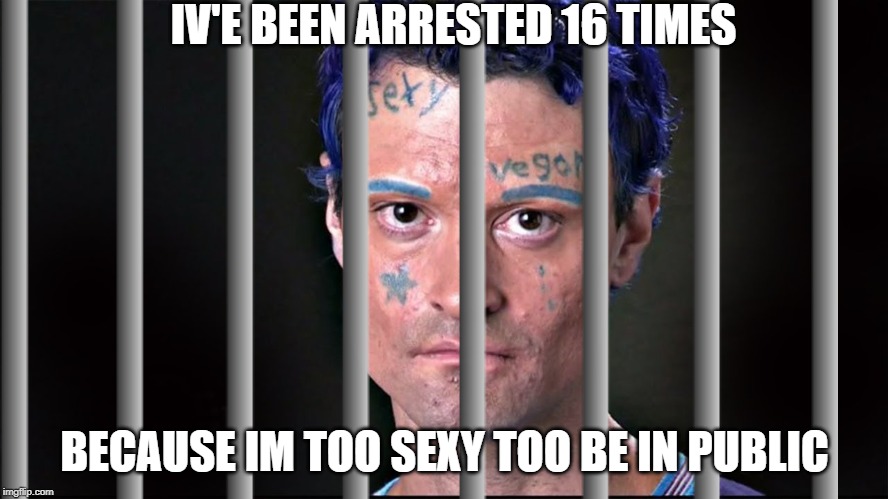 too sexy | IV'E BEEN ARRESTED 16 TIMES; BECAUSE IM TOO SEXY TOO BE IN PUBLIC | image tagged in sexy man,so true memes,memes,funny memes,dank memes | made w/ Imgflip meme maker