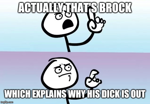 Speechless | ACTUALLY THAT'S BROCK WHICH EXPLAINS WHY HIS DICK IS OUT | image tagged in speechless | made w/ Imgflip meme maker