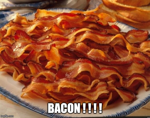 Bacon | BACON ! ! ! ! | image tagged in bacon | made w/ Imgflip meme maker