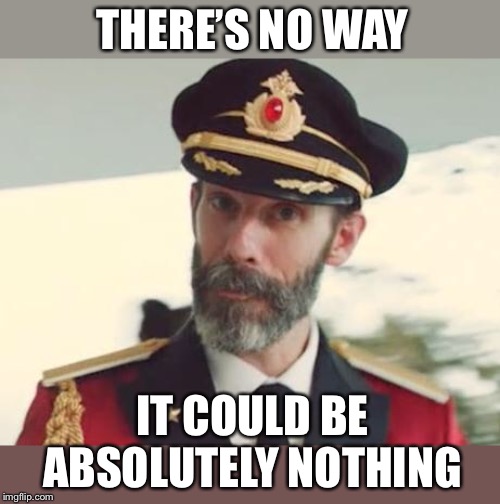 Captain Obvious | THERE’S NO WAY IT COULD BE ABSOLUTELY NOTHING | image tagged in captain obvious | made w/ Imgflip meme maker