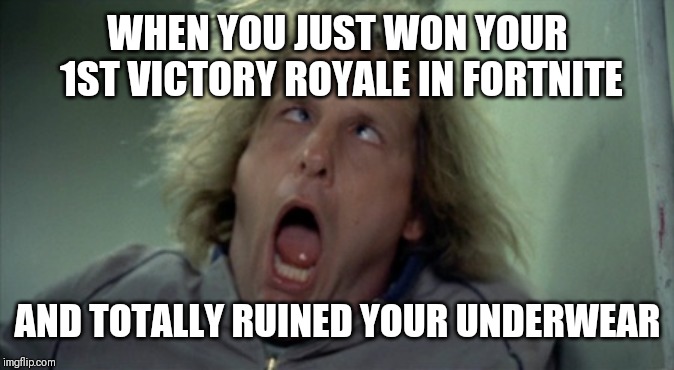 Scary Harry Meme | WHEN YOU JUST WON YOUR 1ST VICTORY ROYALE IN FORTNITE; AND TOTALLY RUINED YOUR UNDERWEAR | image tagged in memes,scary harry | made w/ Imgflip meme maker