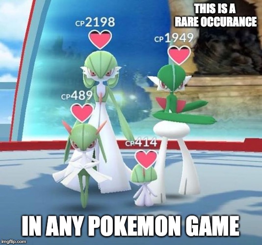Psychic Pokemon Family Battle | THIS IS A RARE OCCURANCE; IN ANY POKEMON GAME | image tagged in gardevoir,gallade,pokemon,pokemon go,memes | made w/ Imgflip meme maker