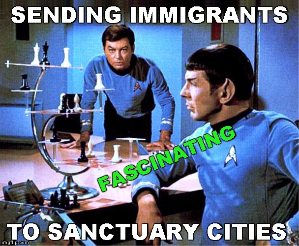Potus 3D Chess | SENDING IMMIGRANTS; FASCINATING; TO SANCTUARY CITIES | image tagged in sanctuary cities,memes,3d chess | made w/ Imgflip meme maker