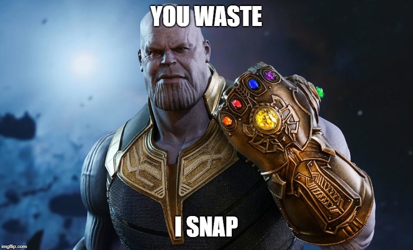 no food wastage | YOU WASTE; I SNAP | image tagged in thanos perfectly balanced | made w/ Imgflip meme maker