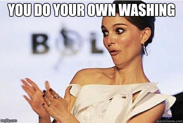 Sarcastic Natalie Portman | YOU DO YOUR OWN WASHING | image tagged in sarcastic natalie portman | made w/ Imgflip meme maker
