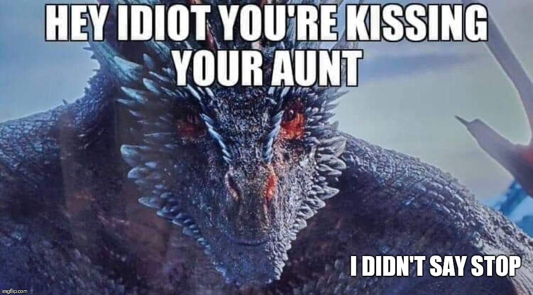 Super freaky | I DIDN'T SAY STOP | image tagged in funny memes,game of thrones,dragons,memes,smirkin | made w/ Imgflip meme maker