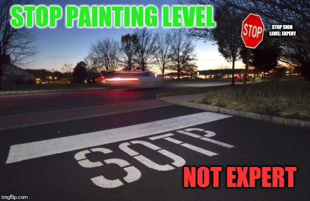 That's Sad. | STOP PAINTING LEVEL; STOP SIGN LEVEL: EXPERT; NOT EXPERT | image tagged in memes,funny,stop sign | made w/ Imgflip meme maker