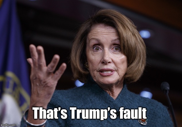 Good old Nancy Pelosi | That’s Trump’s fault | image tagged in good old nancy pelosi | made w/ Imgflip meme maker