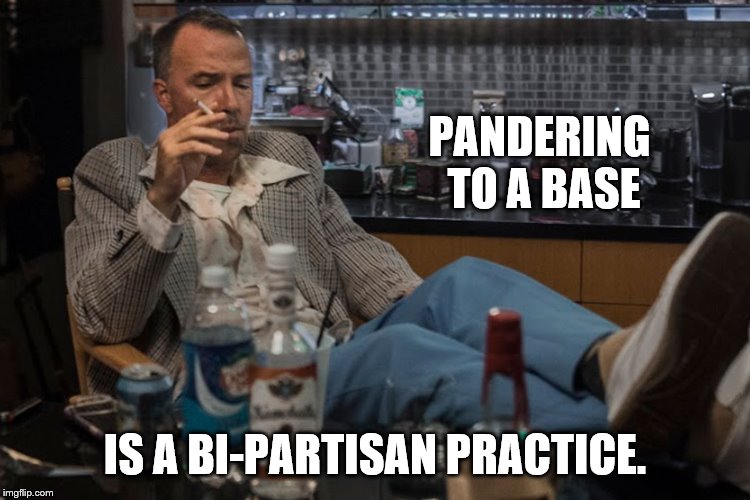PANDERING TO A BASE IS A BI-PARTISAN PRACTICE. | made w/ Imgflip meme maker