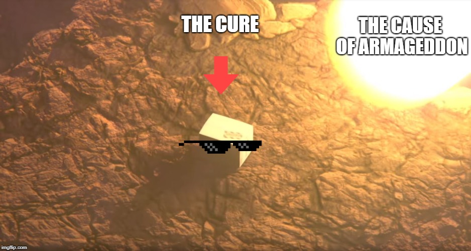 Snake's Problems | THE CURE; THE CAUSE OF ARMAGEDDON | image tagged in snake's problems | made w/ Imgflip meme maker