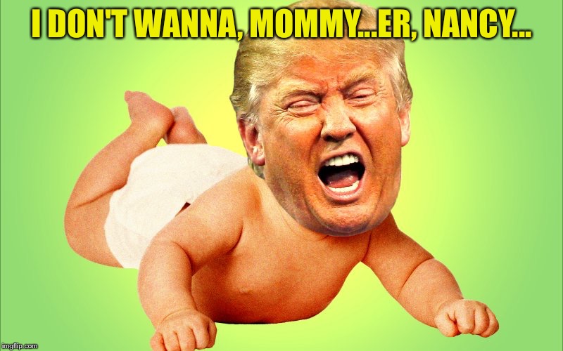 Baby Trump | I DON'T WANNA, MOMMY...ER, NANCY... | image tagged in baby trump | made w/ Imgflip meme maker