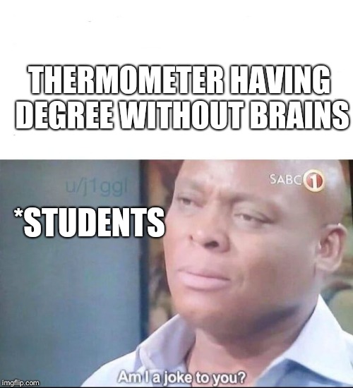 am I a joke to you | THERMOMETER HAVING DEGREE WITHOUT BRAINS; *STUDENTS | image tagged in am i a joke to you | made w/ Imgflip meme maker