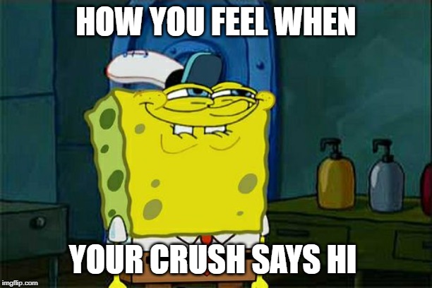 Don't You Squidward | HOW YOU FEEL WHEN; YOUR CRUSH SAYS HI | image tagged in memes,dont you squidward | made w/ Imgflip meme maker