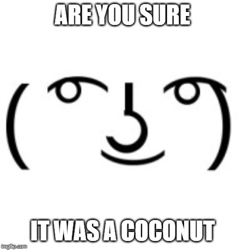 Lenny Face | ARE YOU SURE IT WAS A COCONUT | image tagged in lenny face | made w/ Imgflip meme maker